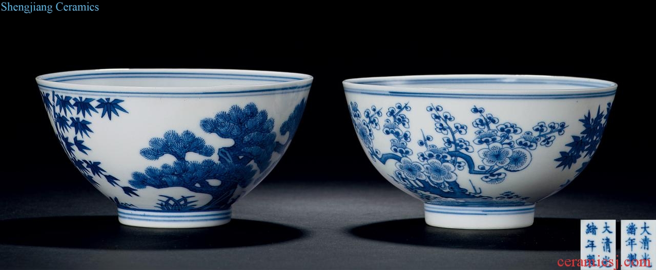 Qing guangxu Blue and white, poetic figure bowl (a)