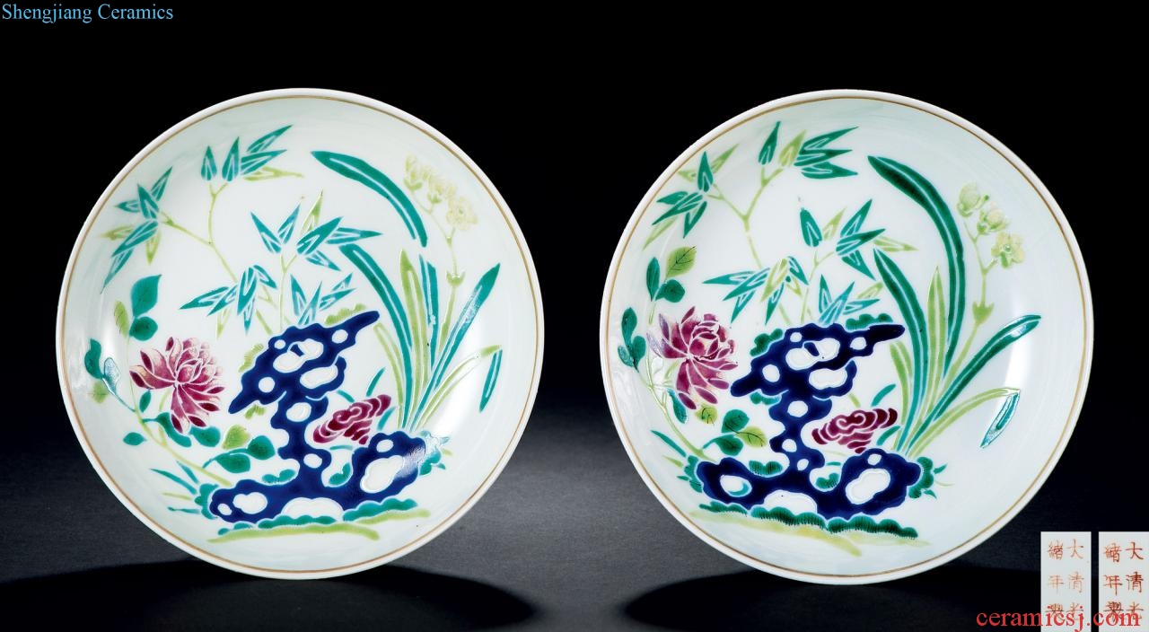 Pastel flowers reign of qing emperor guangxu lake stone plate (a)