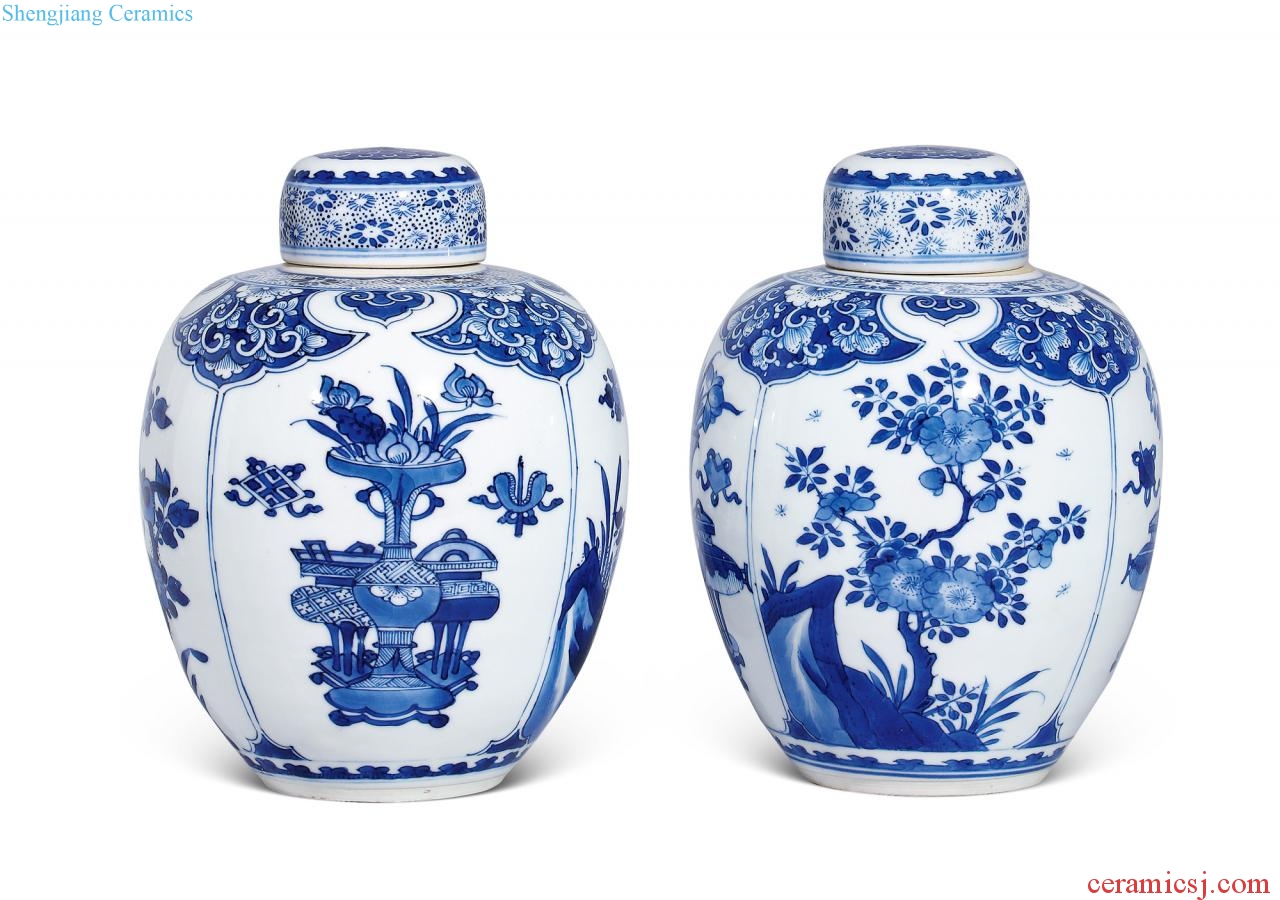 Qing dynasty in the early 18th century Blue and white flowers antique tougue tank (a)