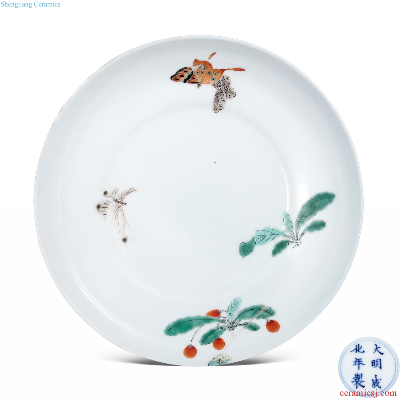 The qing emperor kangxi Colorful flowers butterfly tray