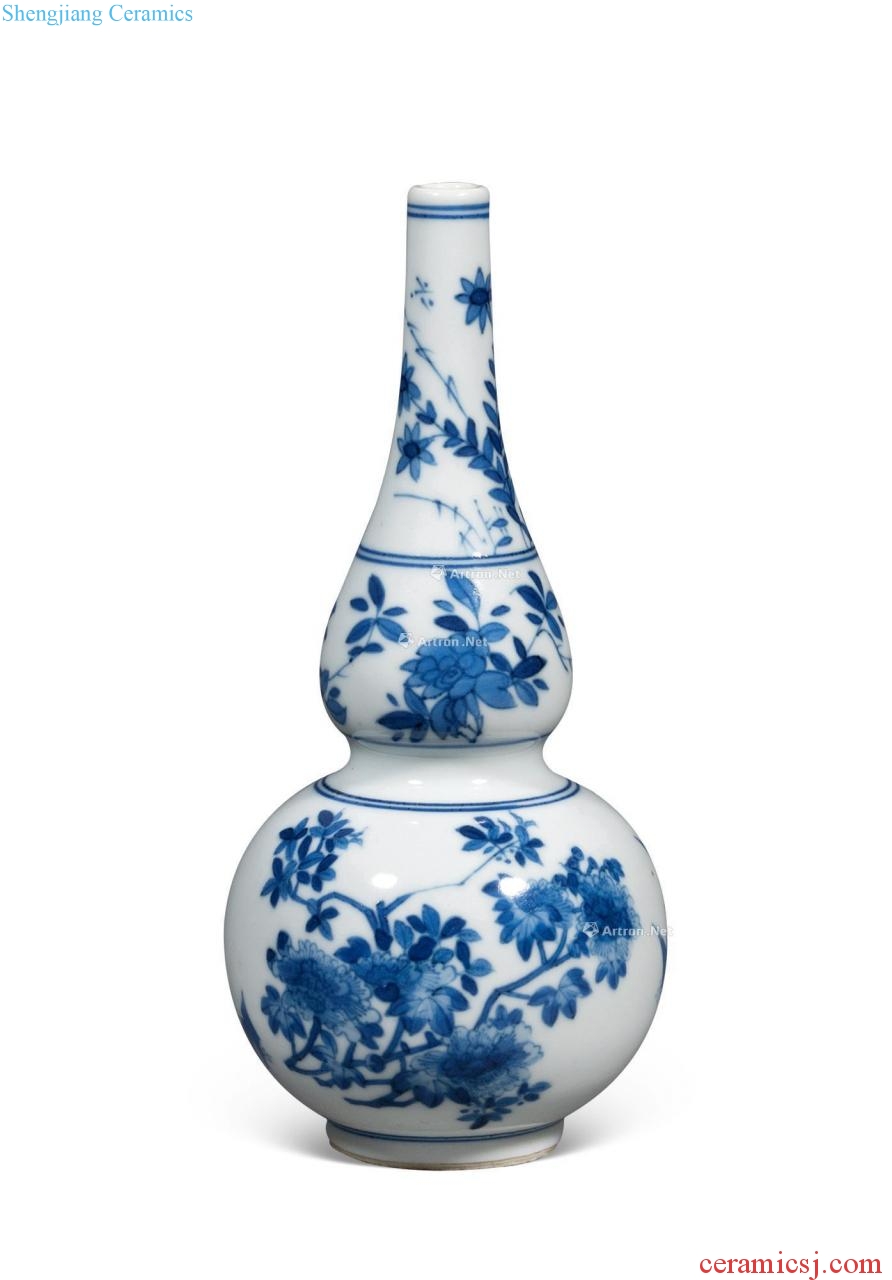 The qing emperor kangxi Blue and white flower grain bottle gourd
