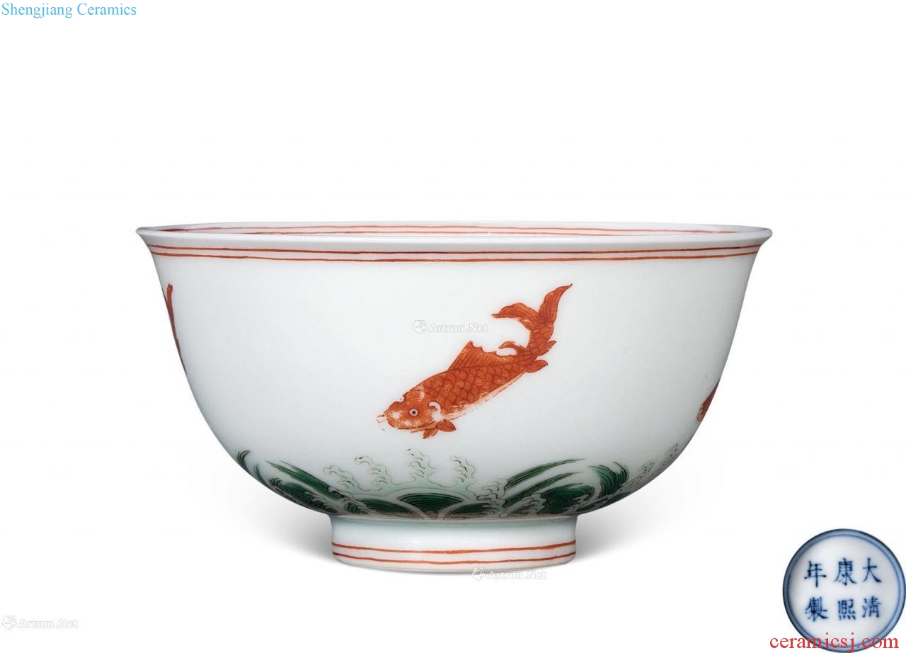 The qing emperor kangxi The colorful fish and algae green-splashed bowls