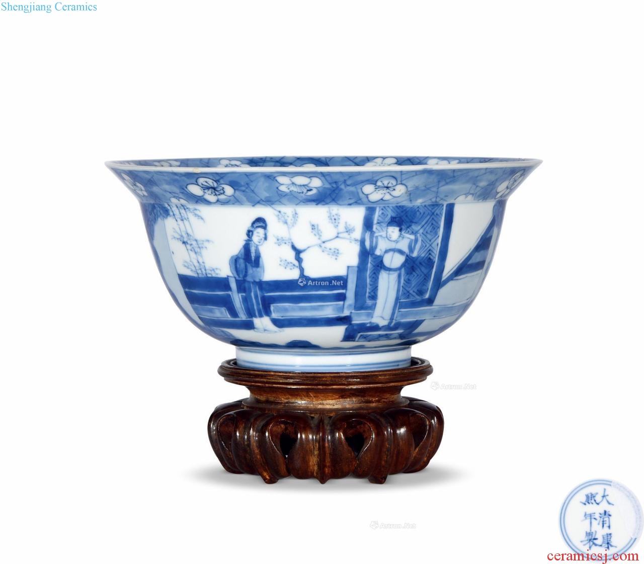 The qing emperor kangxi Blue and white figure bowl of west chamber