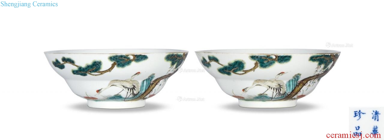 Pastel reign of qing emperor guangxu "pine crane live well bowl (a)"
