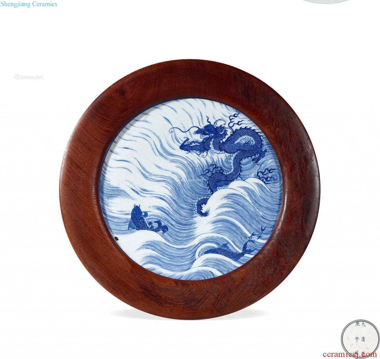 The qing emperor kangxi Blue and white fish dragon porcelain plate