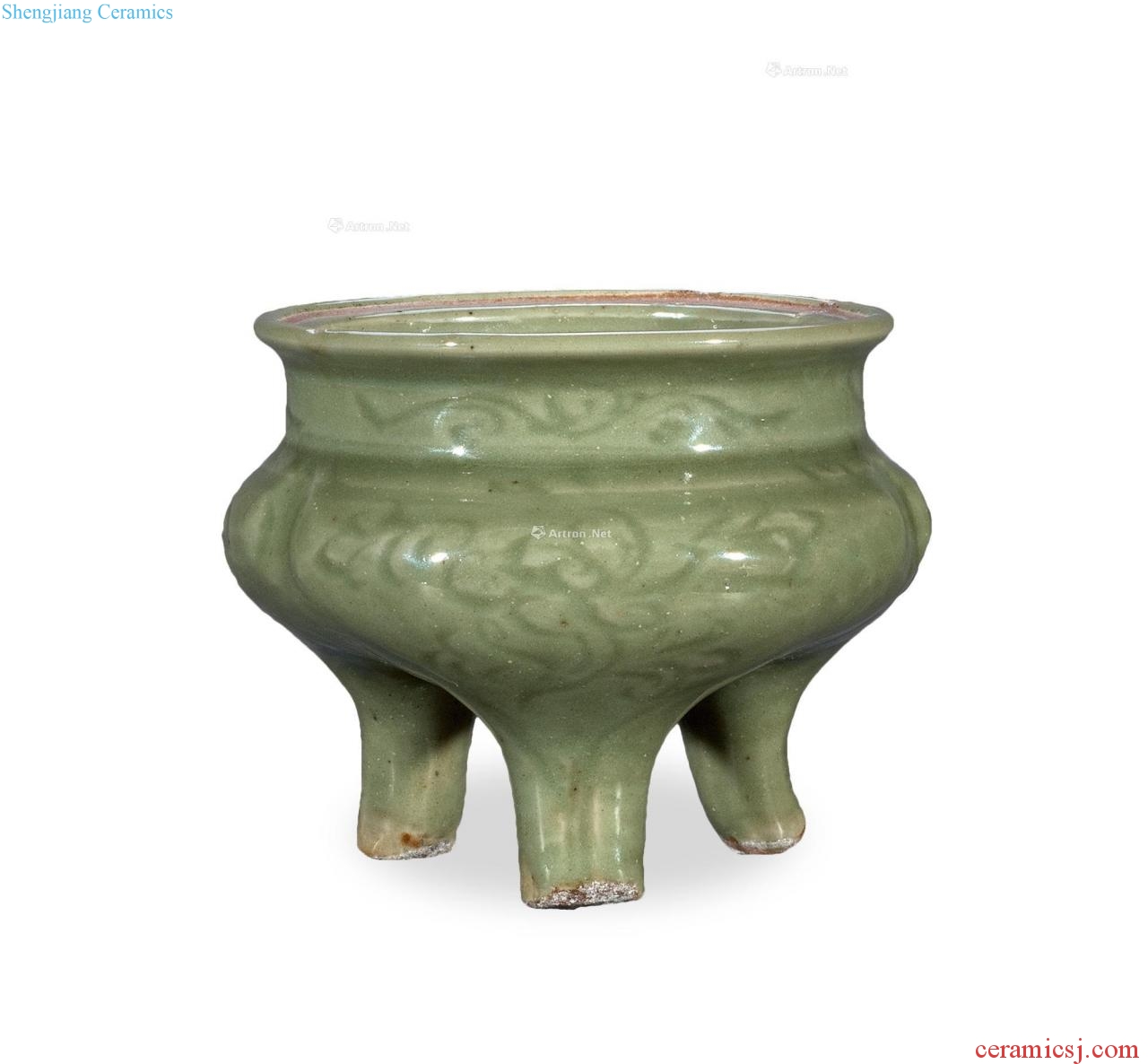 Ming Longquan celadon carved flowers lines by type furnace