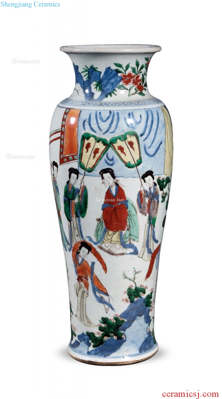 Qing shunzhi Blue and white color had goddess of mercy bottle