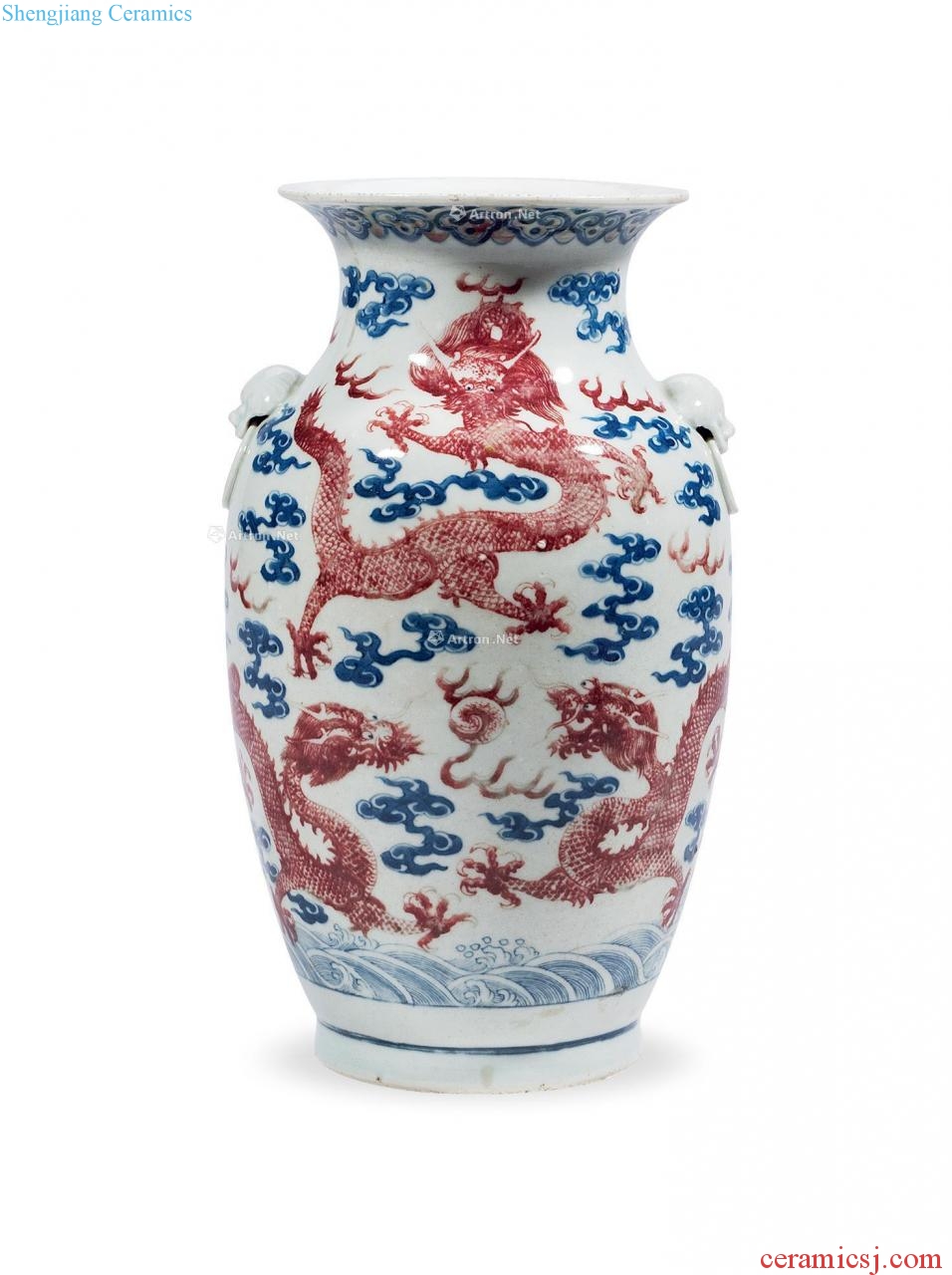 Qing dynasty blue-and-white youligong red dragon grain double first to any shop