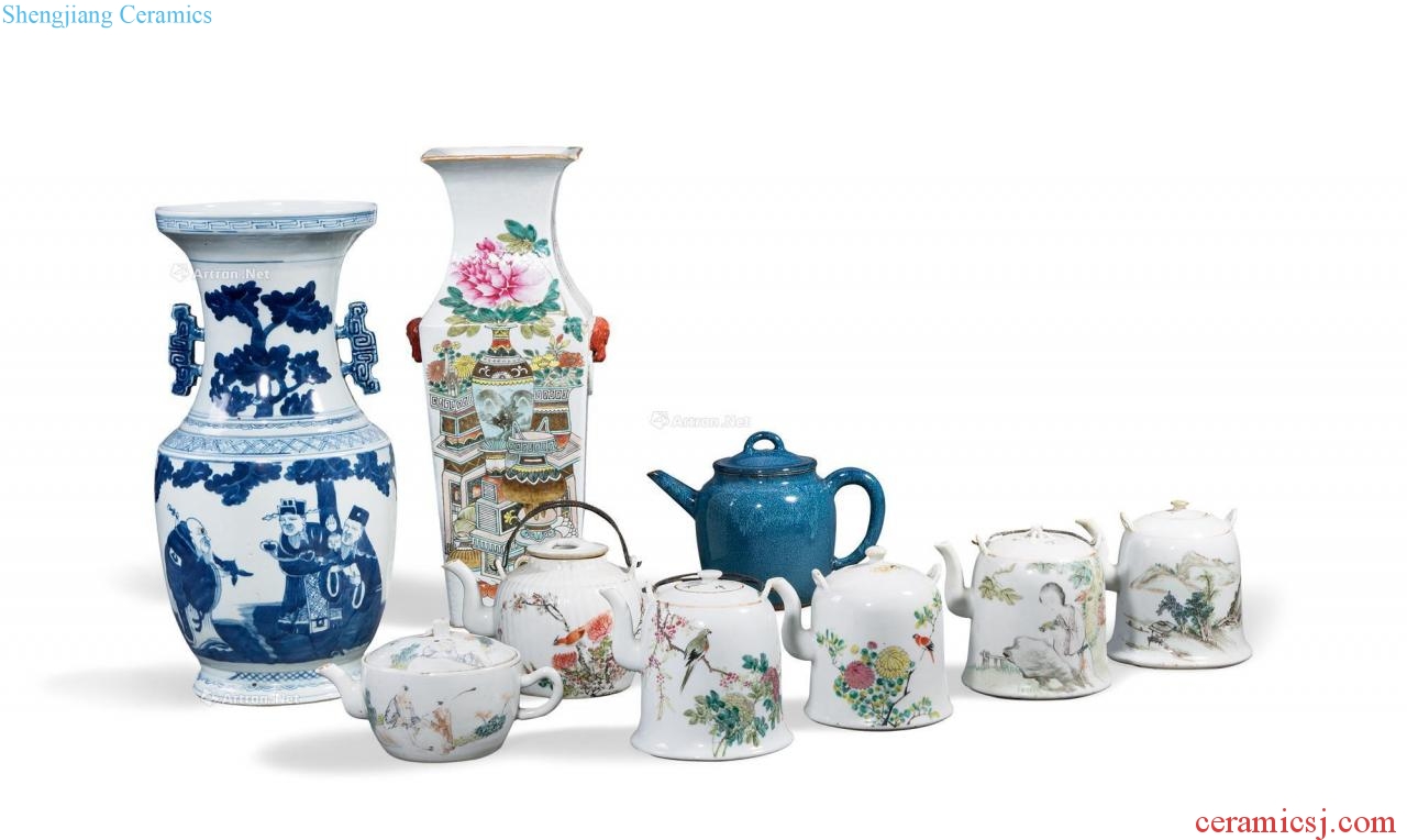 Qing - republican pastel antique bottles, teapot, character, bottles are recommended (group a),