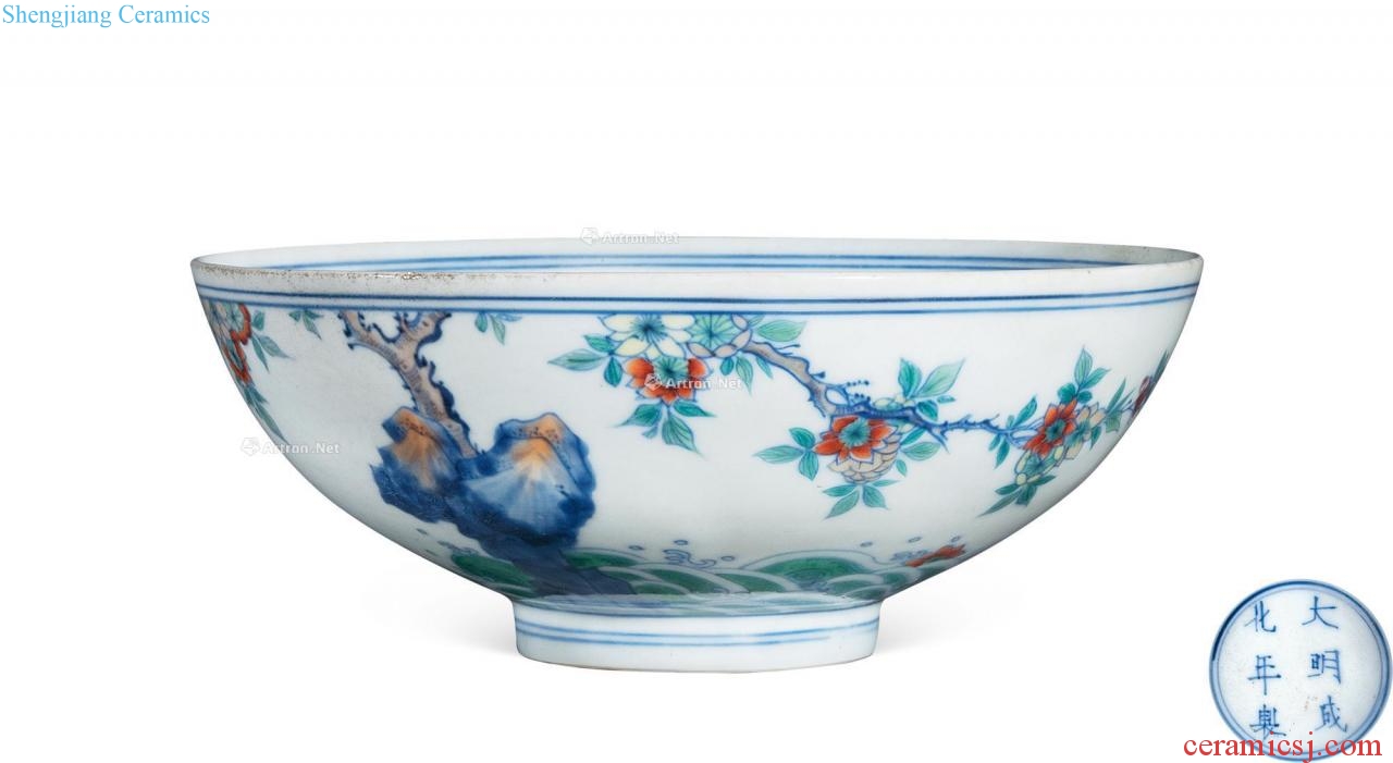 Qing yongzheng bucket "fushan ShouHai green-splashed bowls