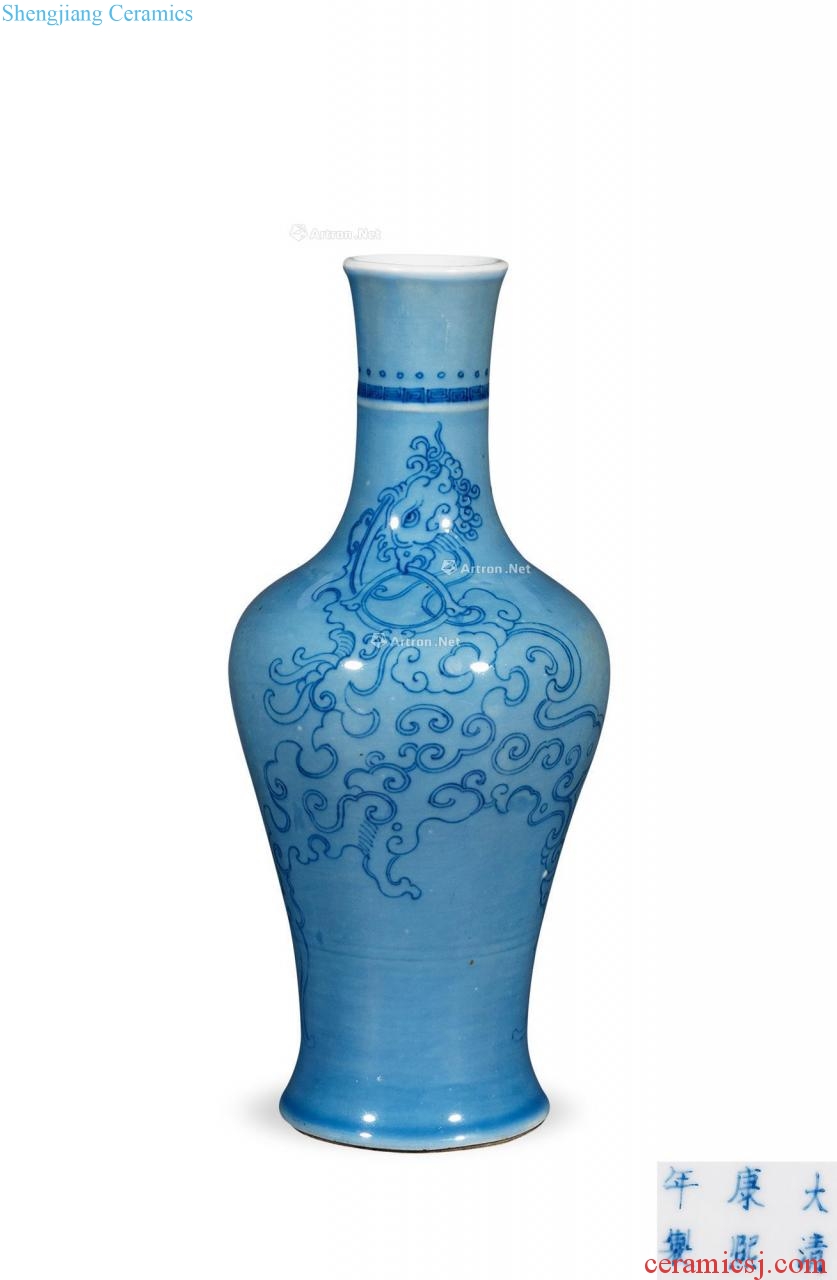 qing The blue glaze porcelain grain bottle