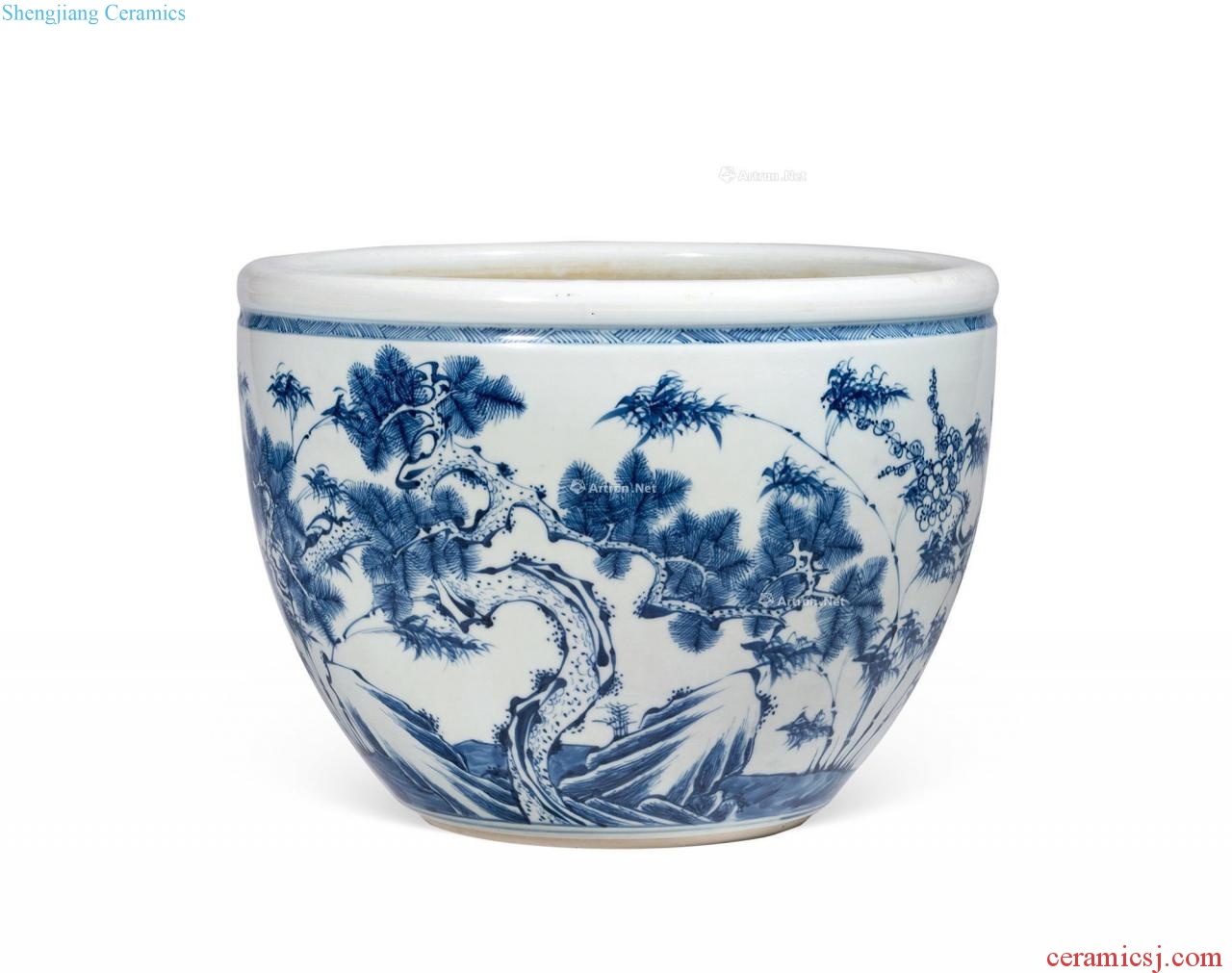 In the early qing Blue and white sanqing drawing cylinder