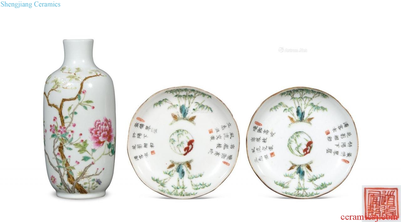 Qing, powder enamel disc bottle (group a),