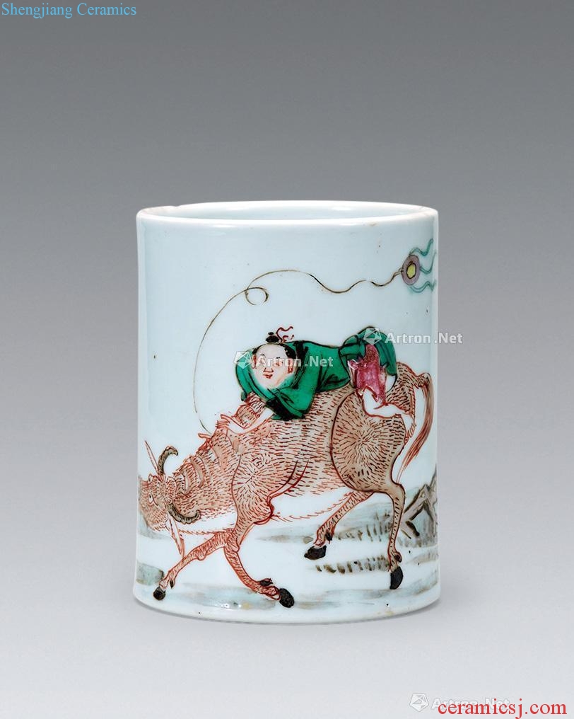 Kangxi brush pot colorful characters