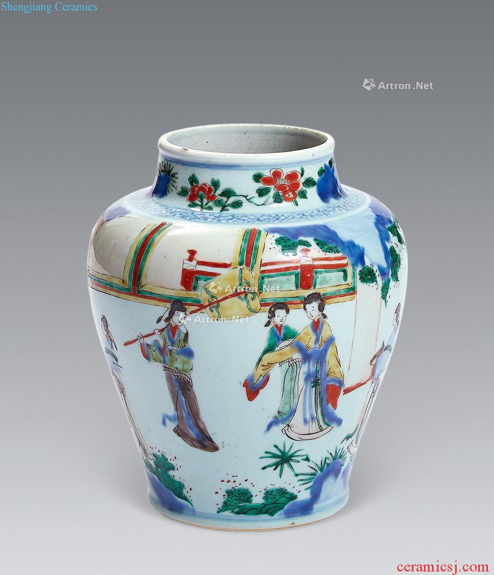 In the qing dynasty Colorful traditional Chinese grain canister