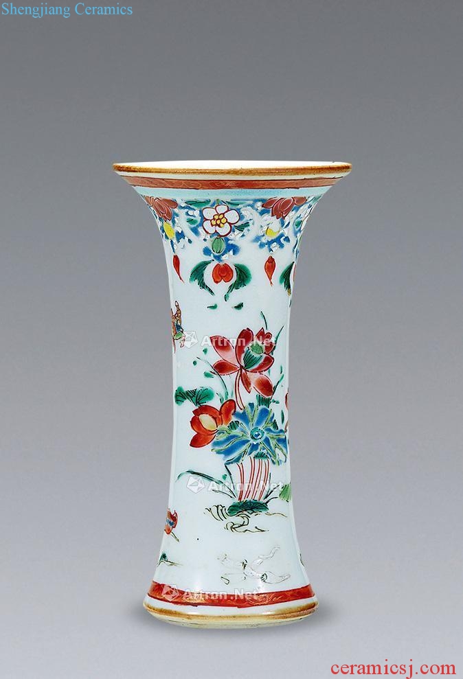Yong zheng famille rose pattern flower vase with flowers