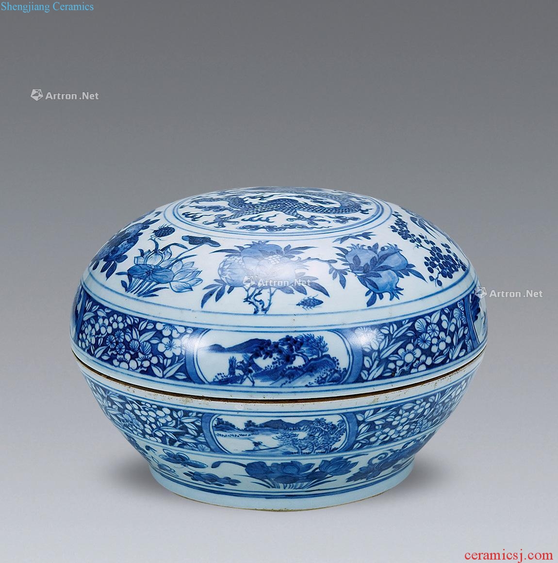 xianfeng Blue and white dragon box