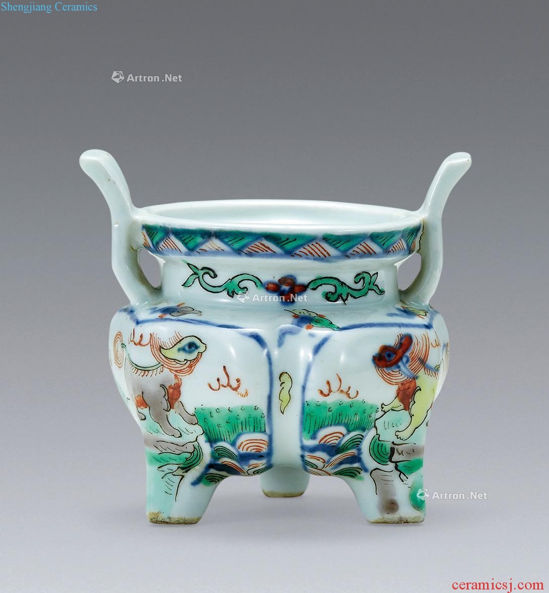 In the qing dynasty Blue and white color benevolent grain ears furnace