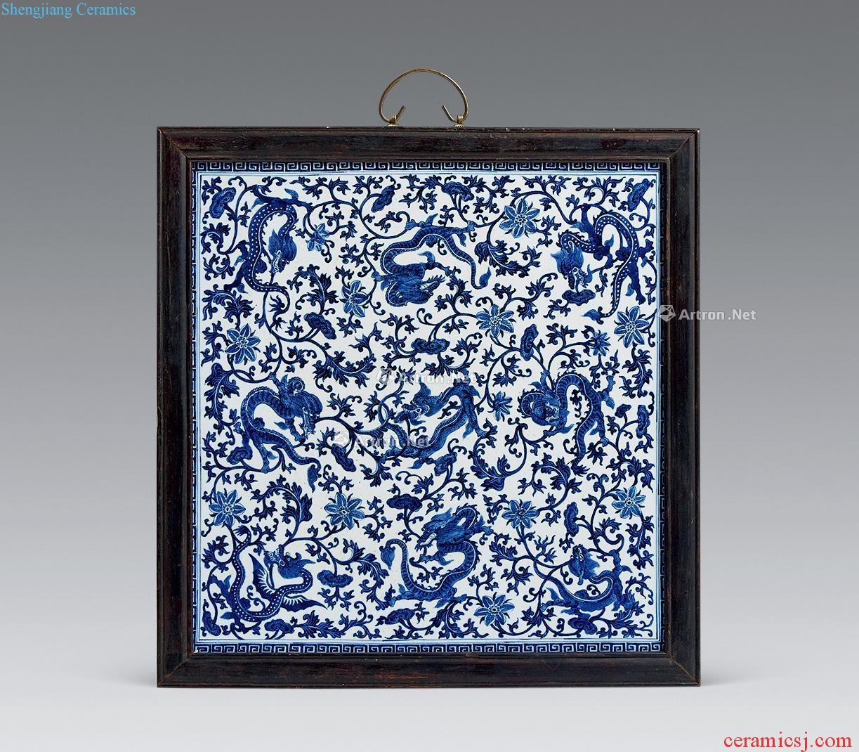 In the qing dynasty Blue and white grain porcelain plate hanging panel, Kowloon