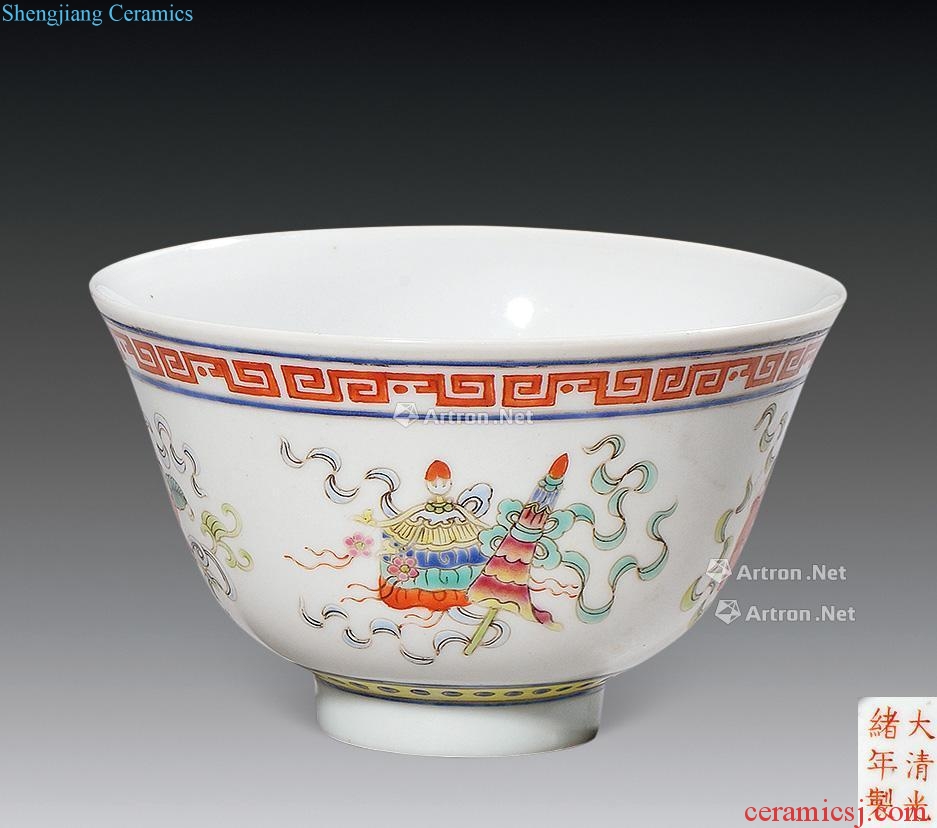 Qing dynasty, emperor guangxu eight auspicious grain powder enamel cup