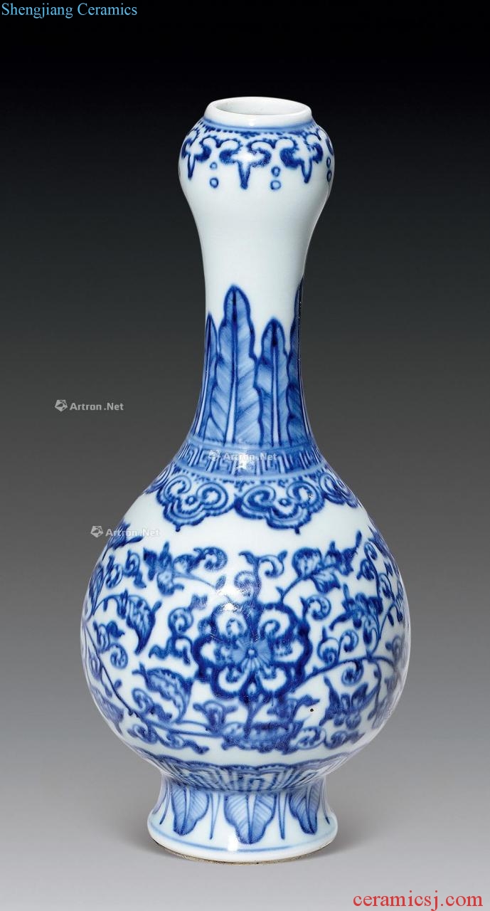 qing Blue and white flowers garlic bottle