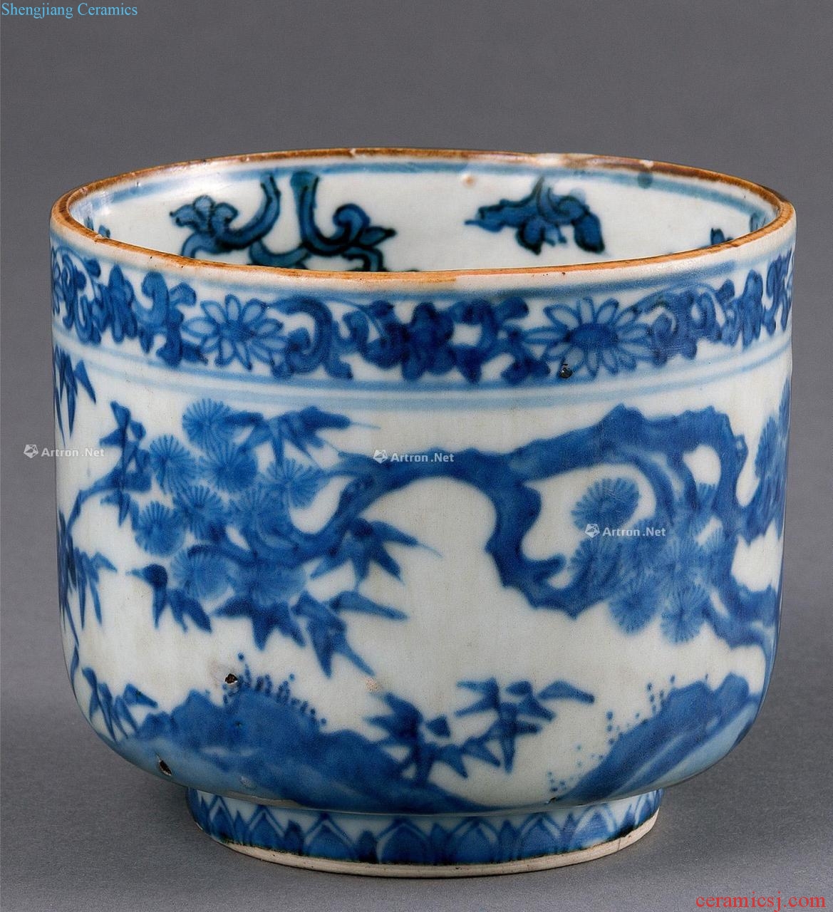 Ming Blue and white, poetic lines cone incense burner