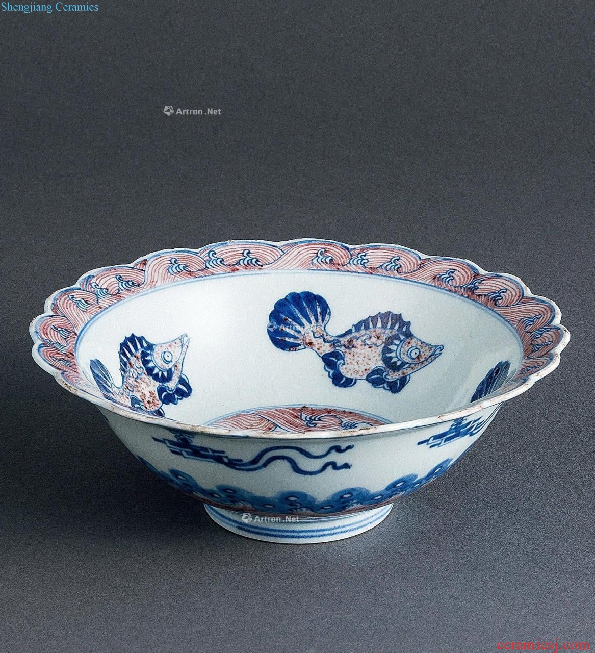 Qing dynasty blue-and-white youligong red fish wen fu long pot