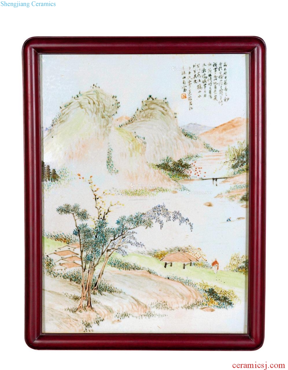 Fang Yu xianfeng; In 1853, Light purple color landscape porcelain plate