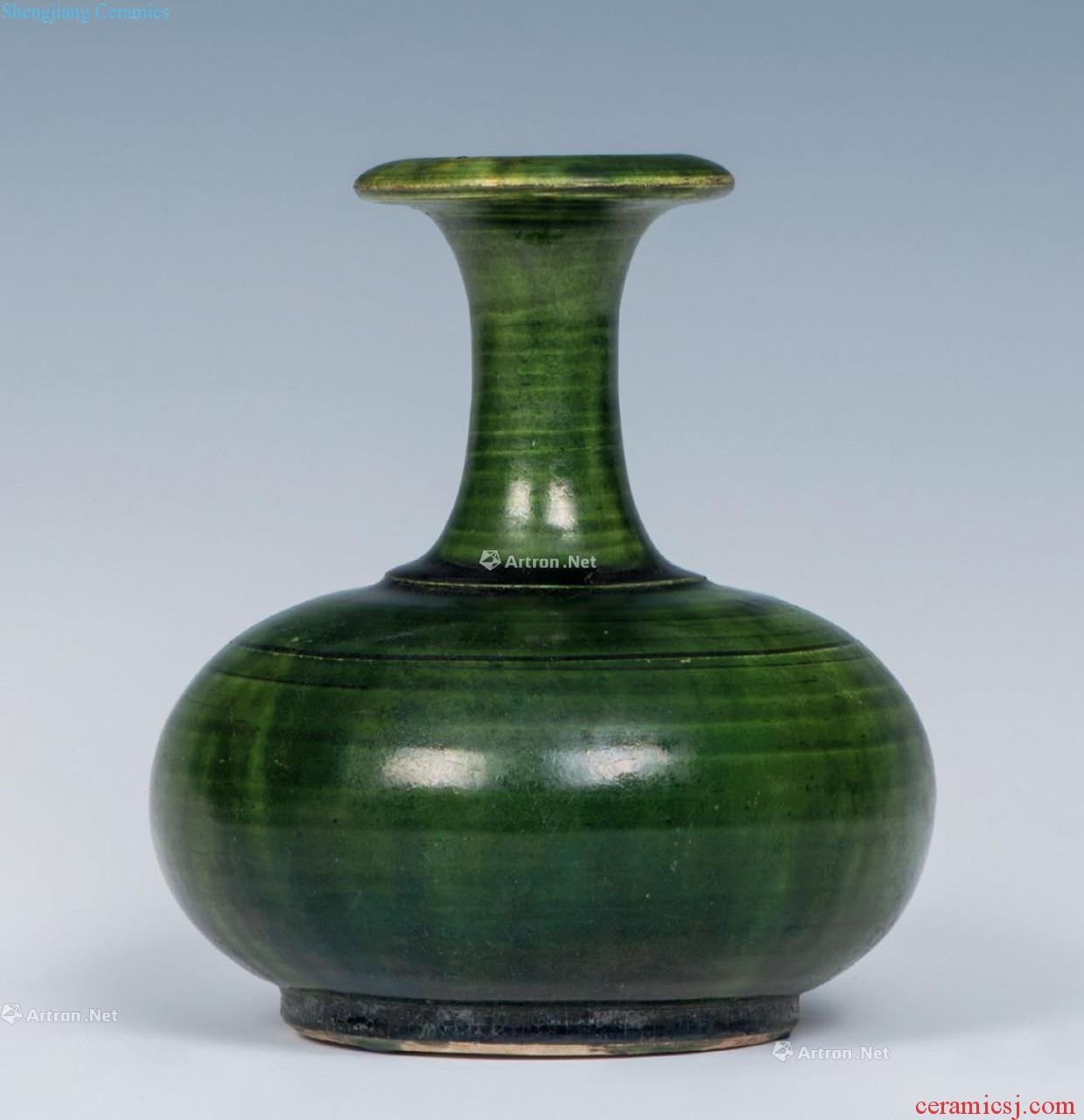 Tang green glaze spiral grain net bottles