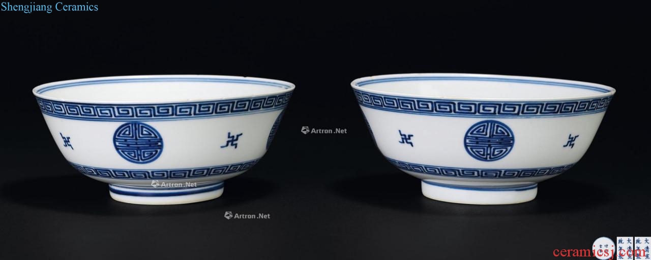 Qing xuantong Blue and white Wan Shouwen bowl (a)