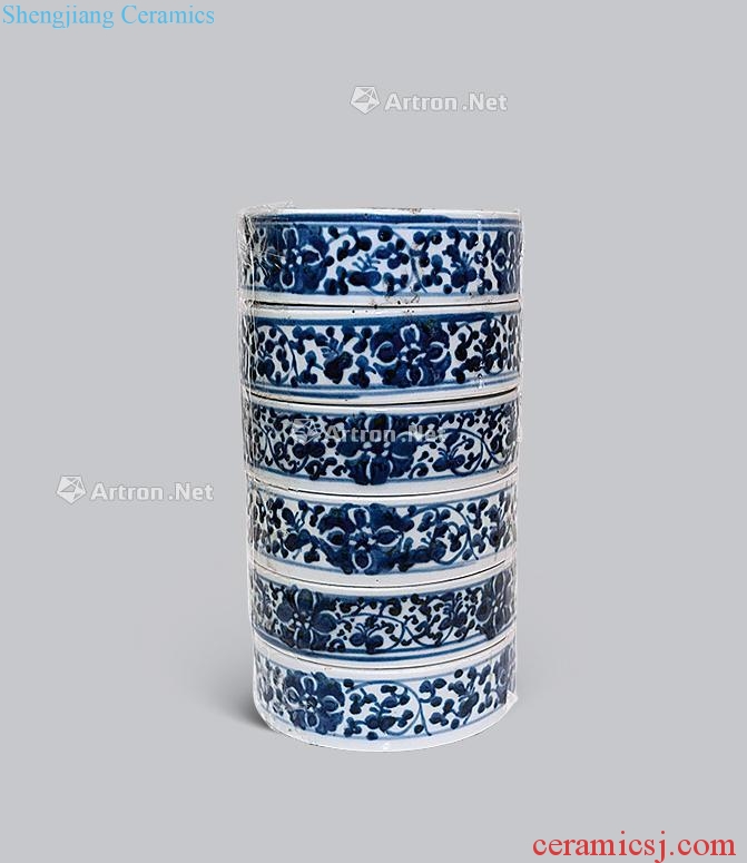 Mid qing Blue and white heavy boxes (set of 6)