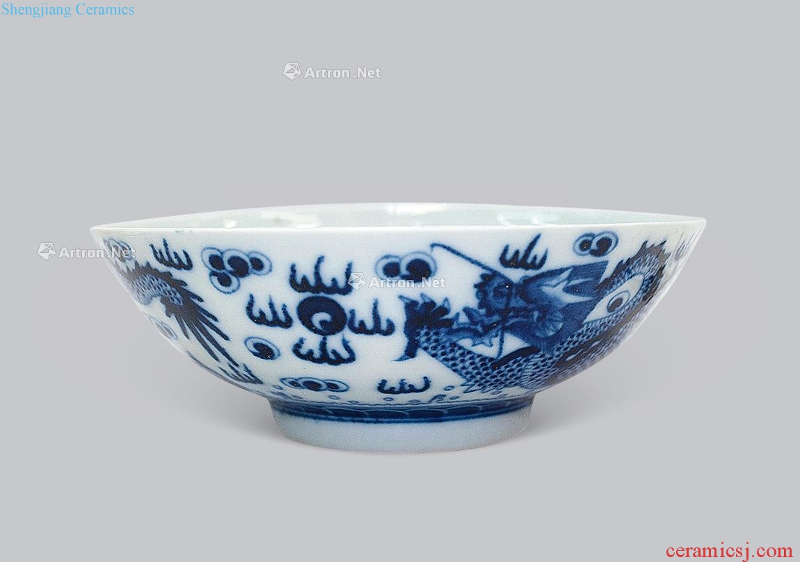 Qing guangxu Blue and white dragon bowl (time)