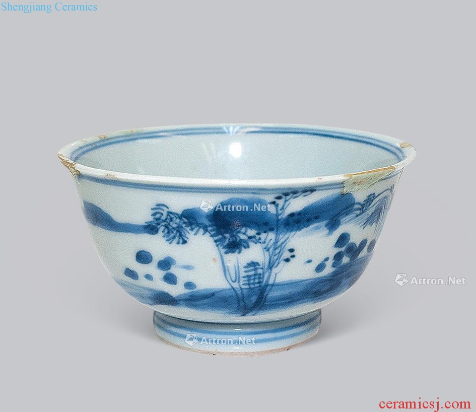 The qing emperor kangxi Blue and white landscape bowl (time)
