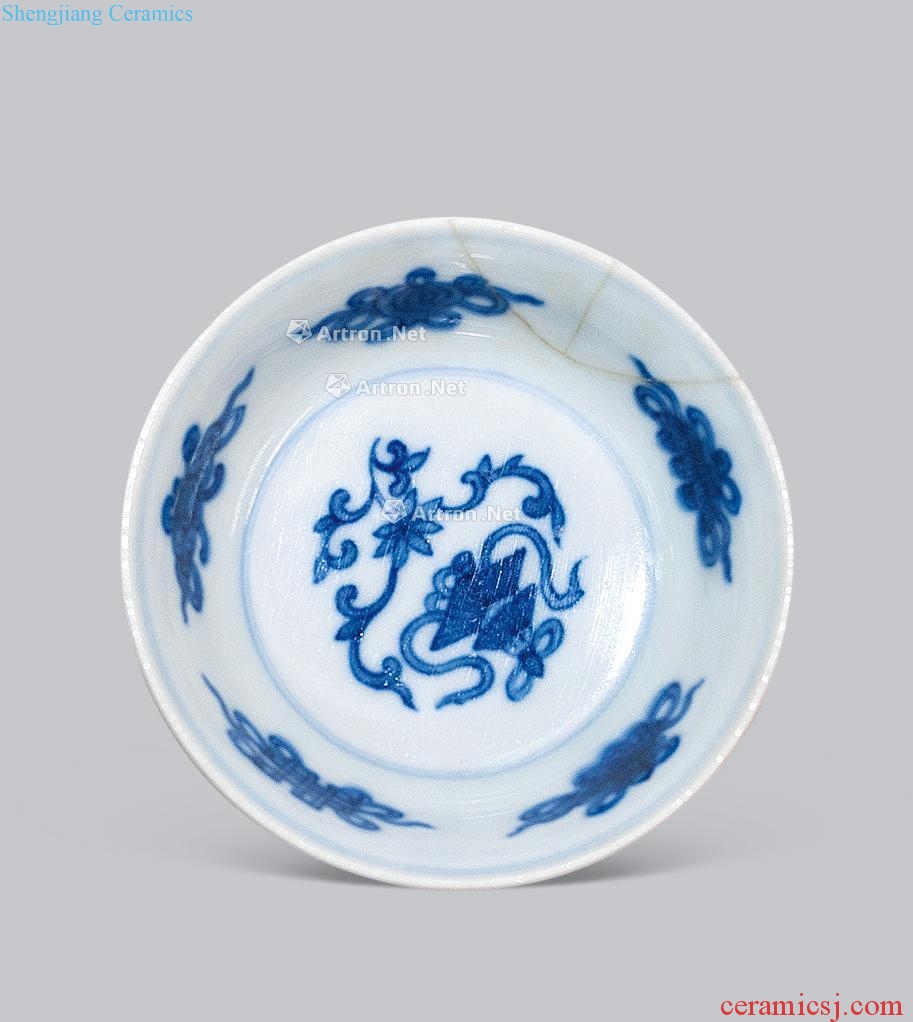 Qing yongzheng Blue and white sweet lie the foot bowl