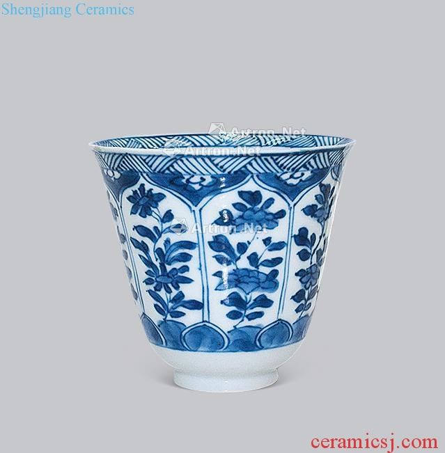 Kangxi porcelain flowers back clock cup (time)