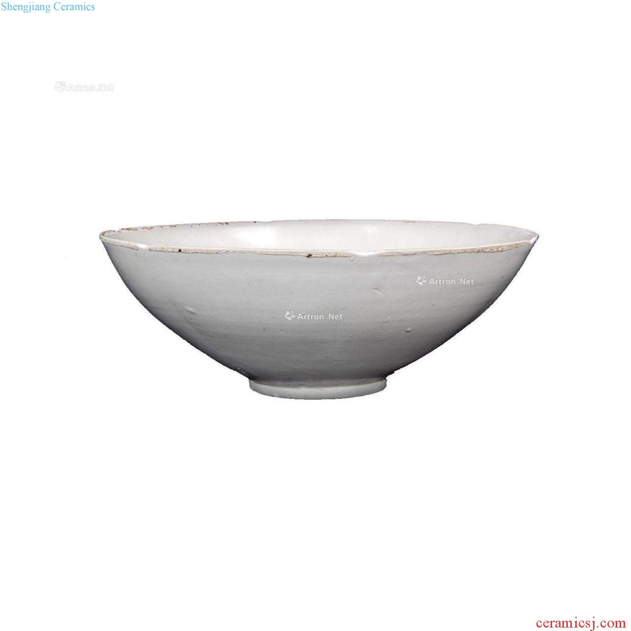 Kiln white glazed carved kwai mouth bowl