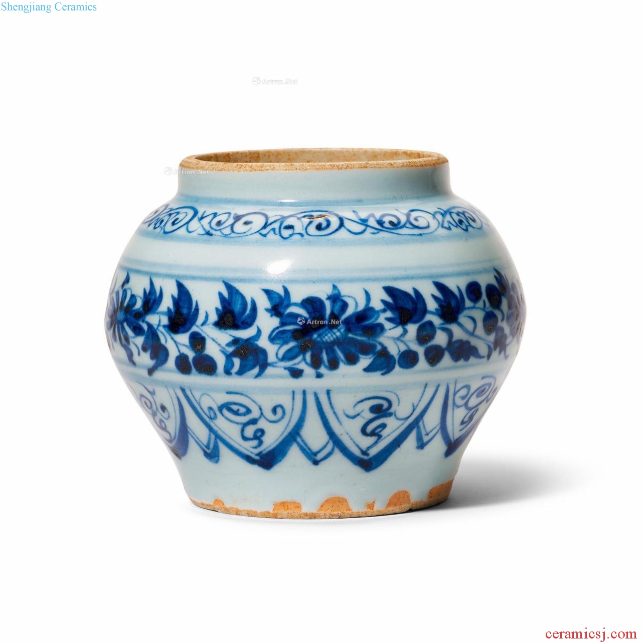 yuan Blue and white chrysanthemum branches grain canister