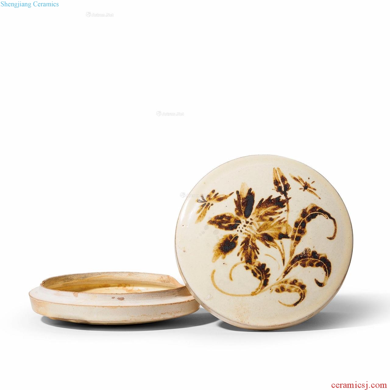 Northern song dynasty magnetic state kiln rust flowers butterfly painting lines cover box