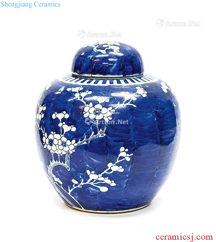 qing Blue and white ice may cover tank