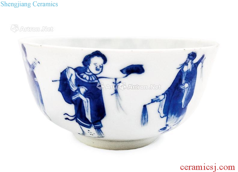 qing Blue and white bowl of the eight immortals characters