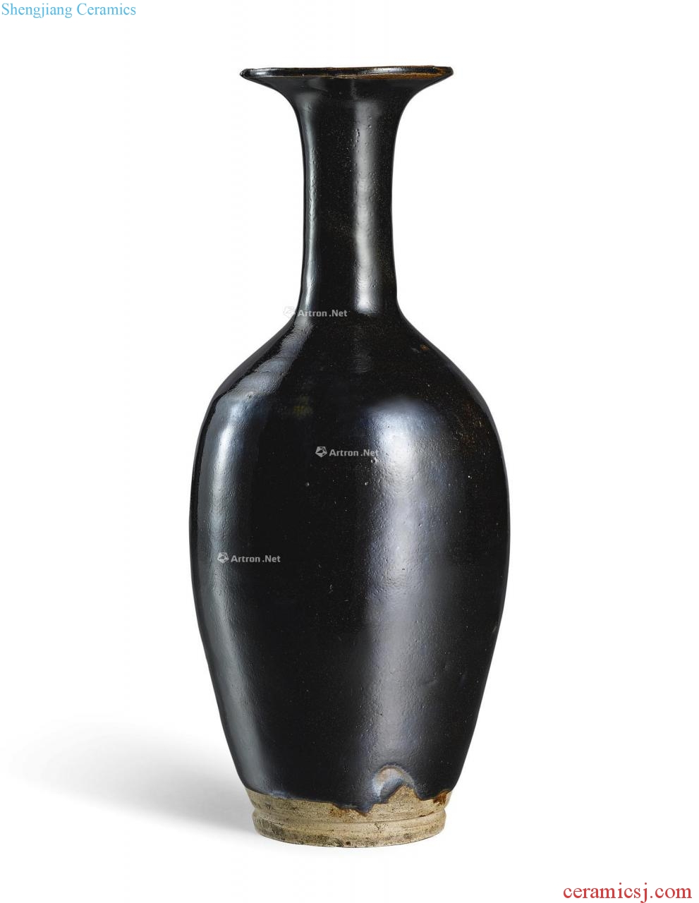 The song dynasty Henan black glaze long neck bottle mouth
