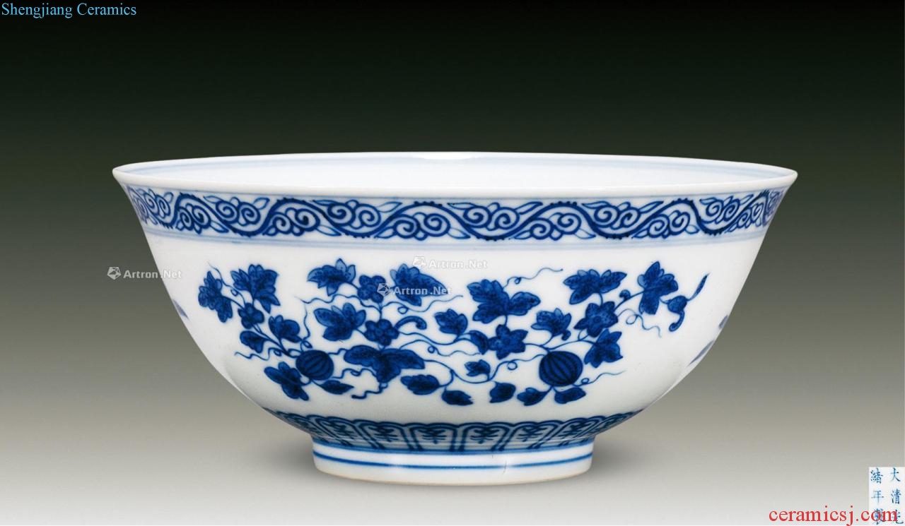 Qing guangxu Blue and white sanduo dragon bowls