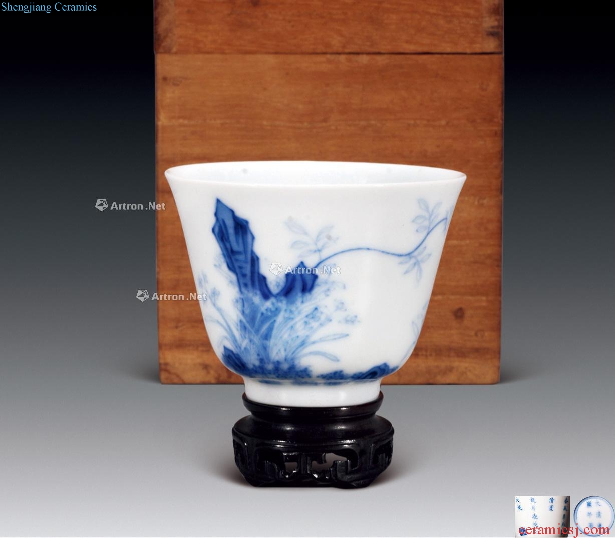 The qing emperor kangxi Blue and white verse god of cup