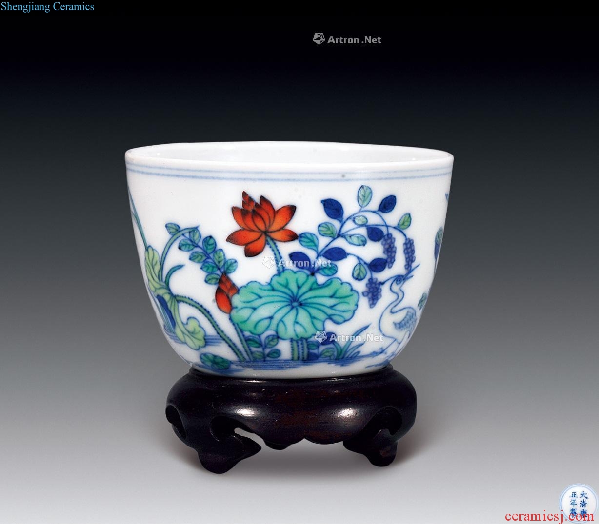 Qing yongzheng bucket color a heron even lie the fa cup