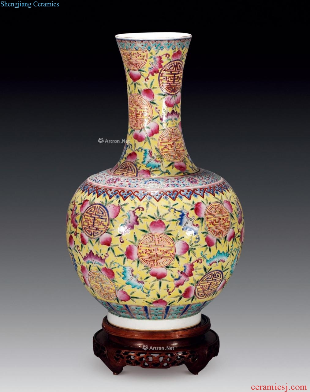 Qing guangxu Yellow to pastel group long-lived bottle