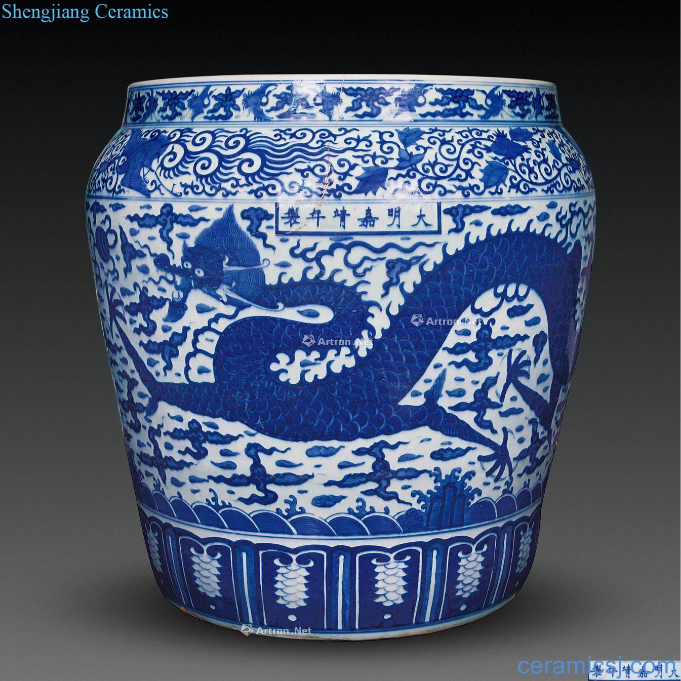 Ming jiajing year Blue and white longfeng cylinder (a)