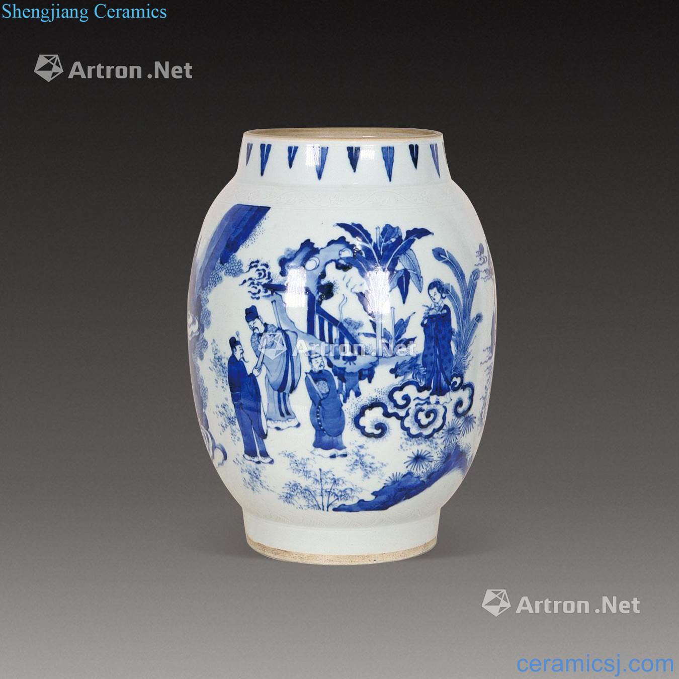 Ming chongzhen Stories of blue and white lotus seed cans