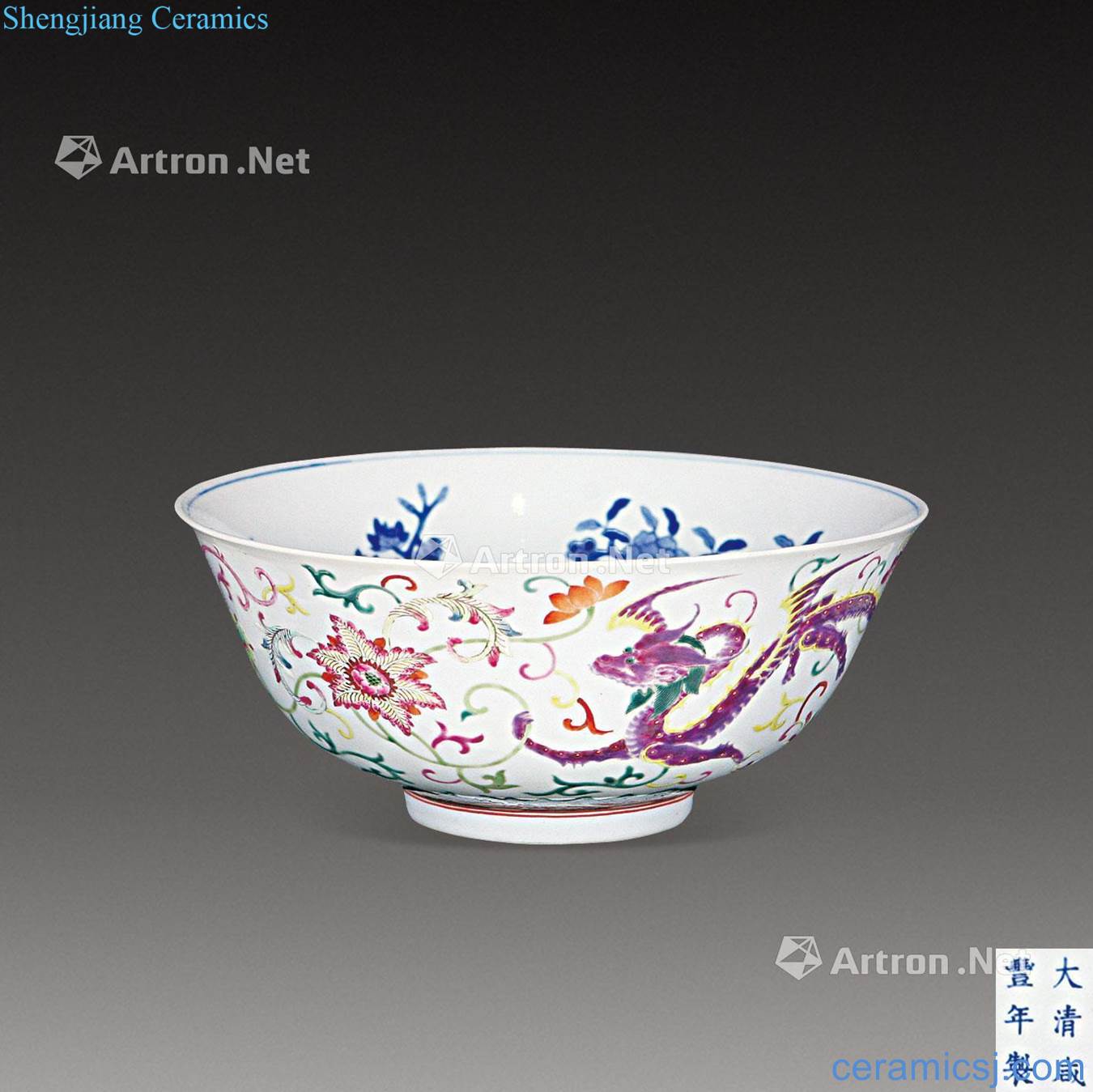 Qing porcelain enamel flowers in flower dragon bowls