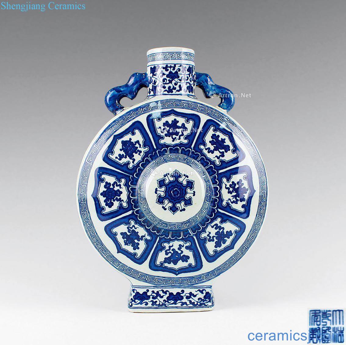 qing Blue and white tie up branch medallion sweet grain on ears and flat bottles