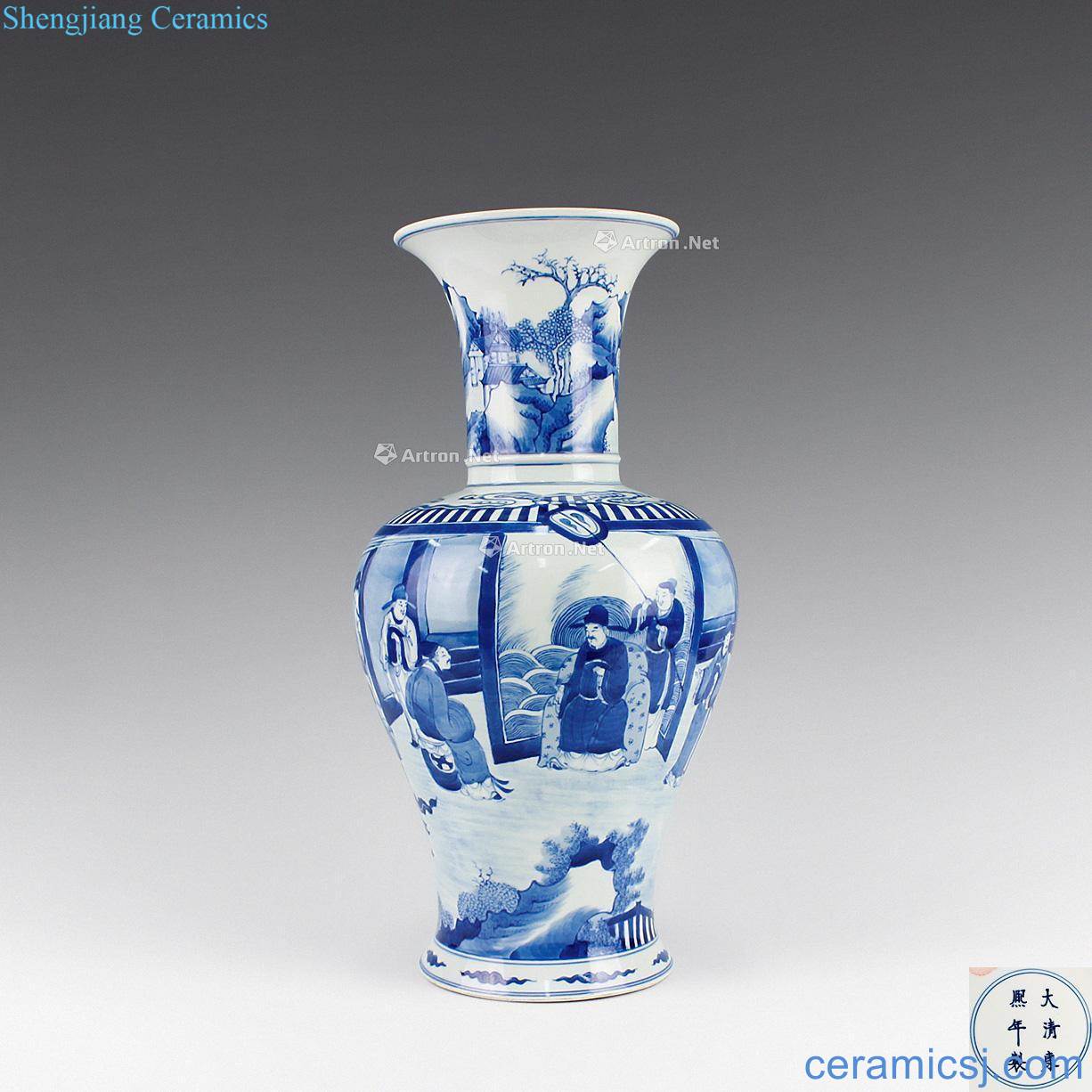 Stories of qing dynasty blue and white lines PND tail-on statue